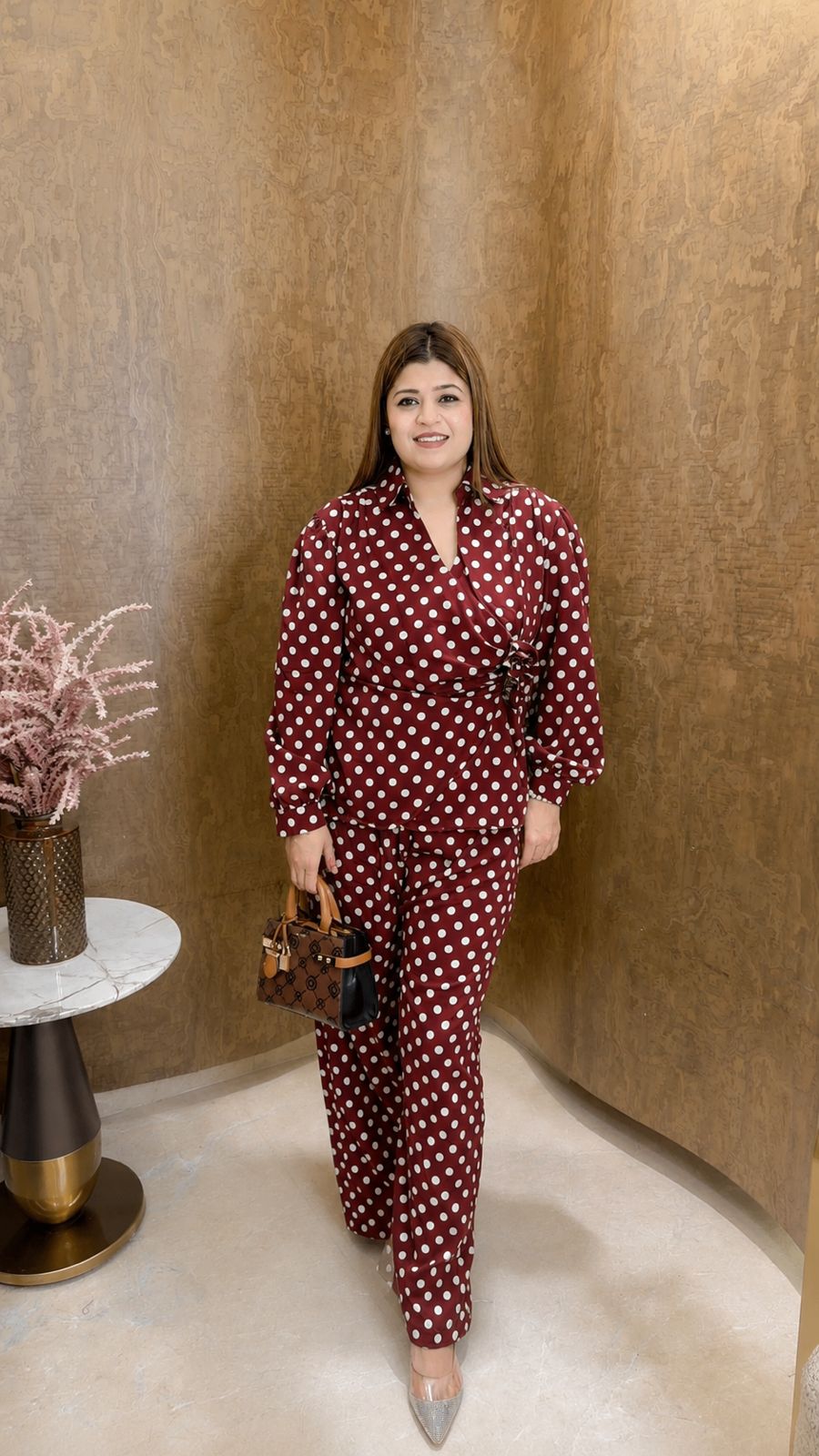 Premium full sleeve coord set with small polka