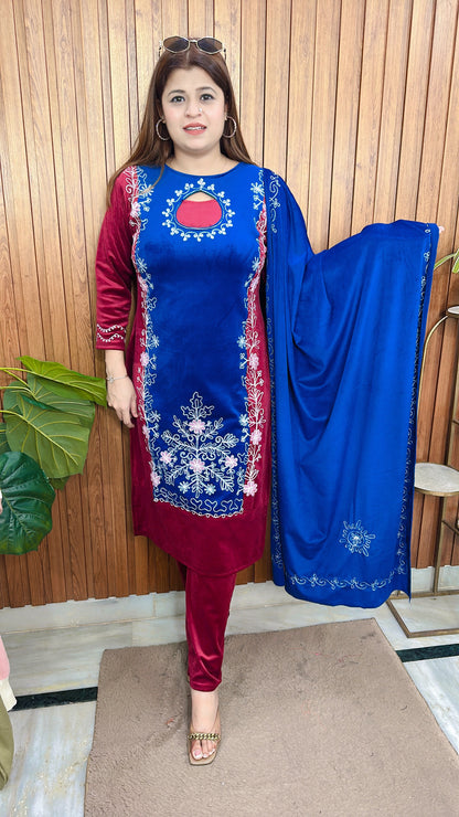 Royal Aari Work Velvet Suit