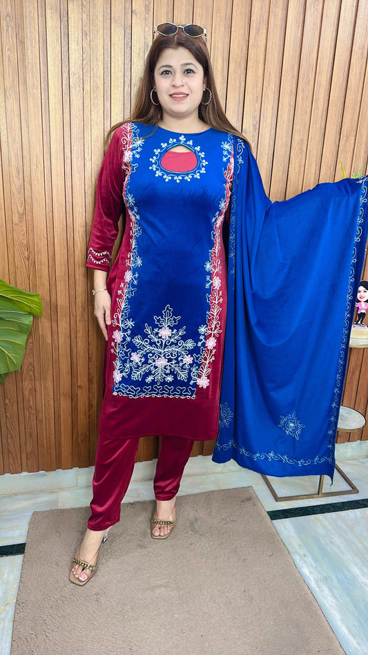 Royal Aari Work Velvet Suit