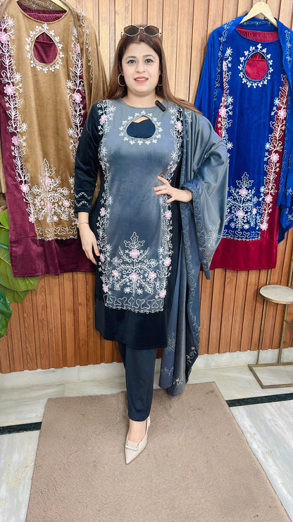 Royal Aari Work Velvet Suit