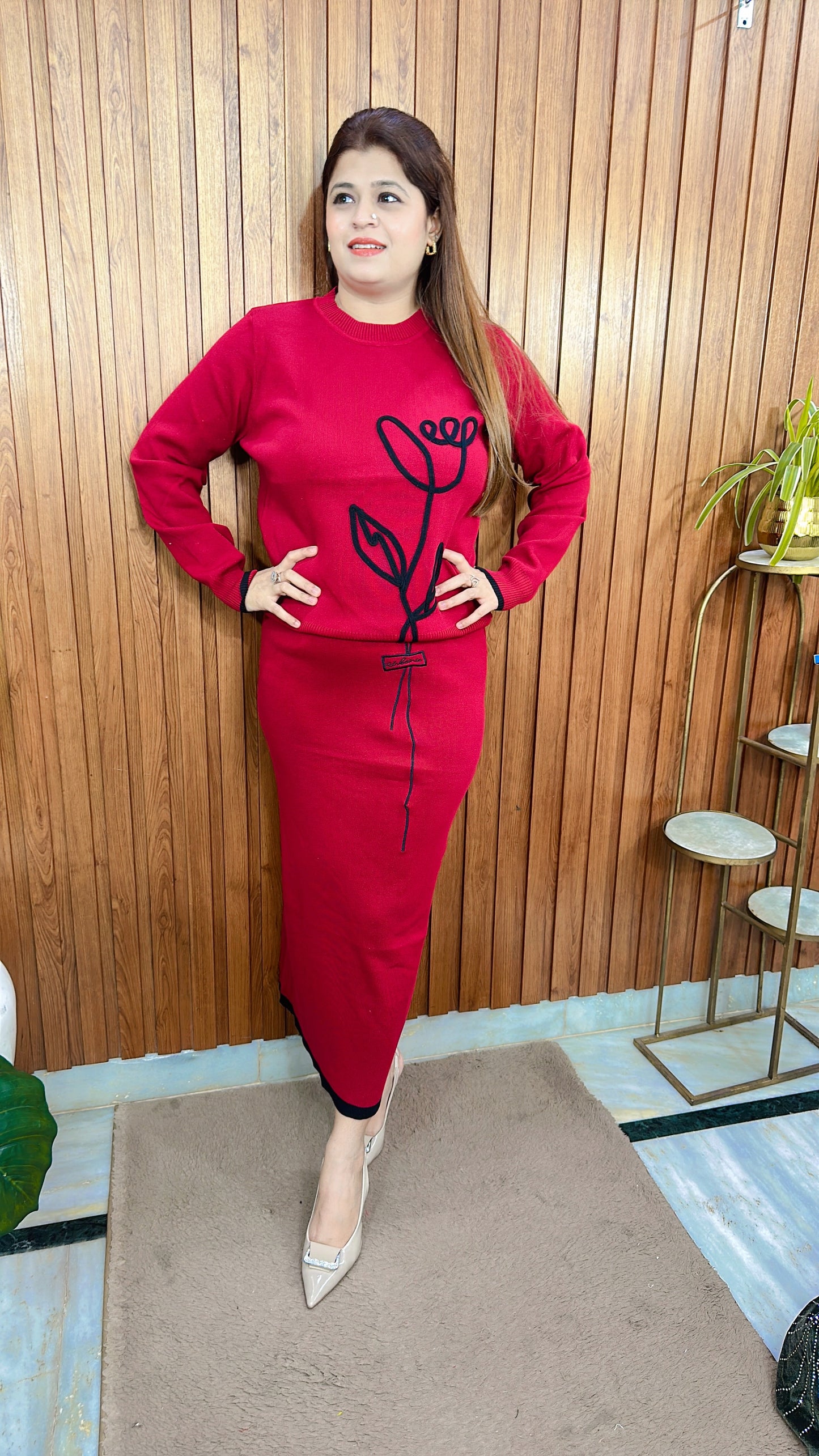 Warm knitted Skirt Set