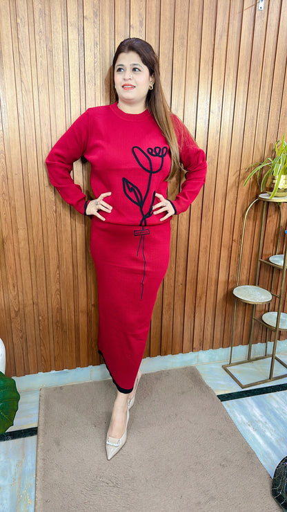 Warm knitted Skirt Set