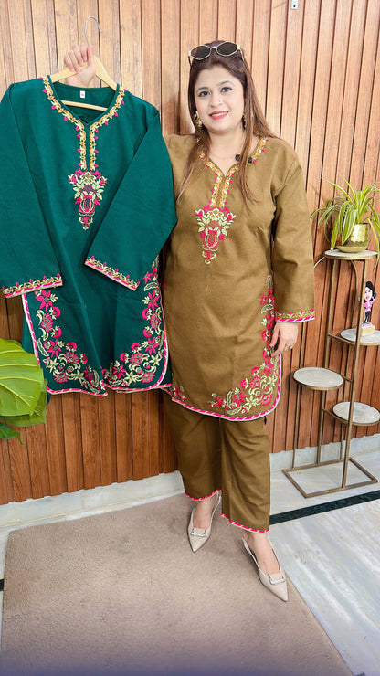 Pashmina Embroidery C Cut Kurta Set