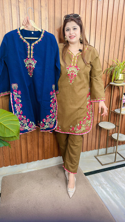 Pashmina Embroidery C Cut Kurta Set