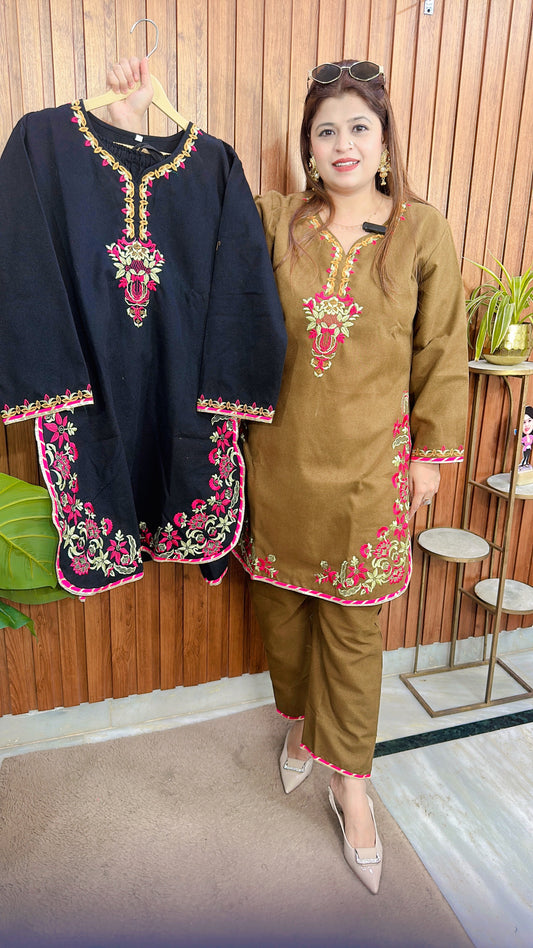 Pashmina Embroidery C Cut Kurta Set