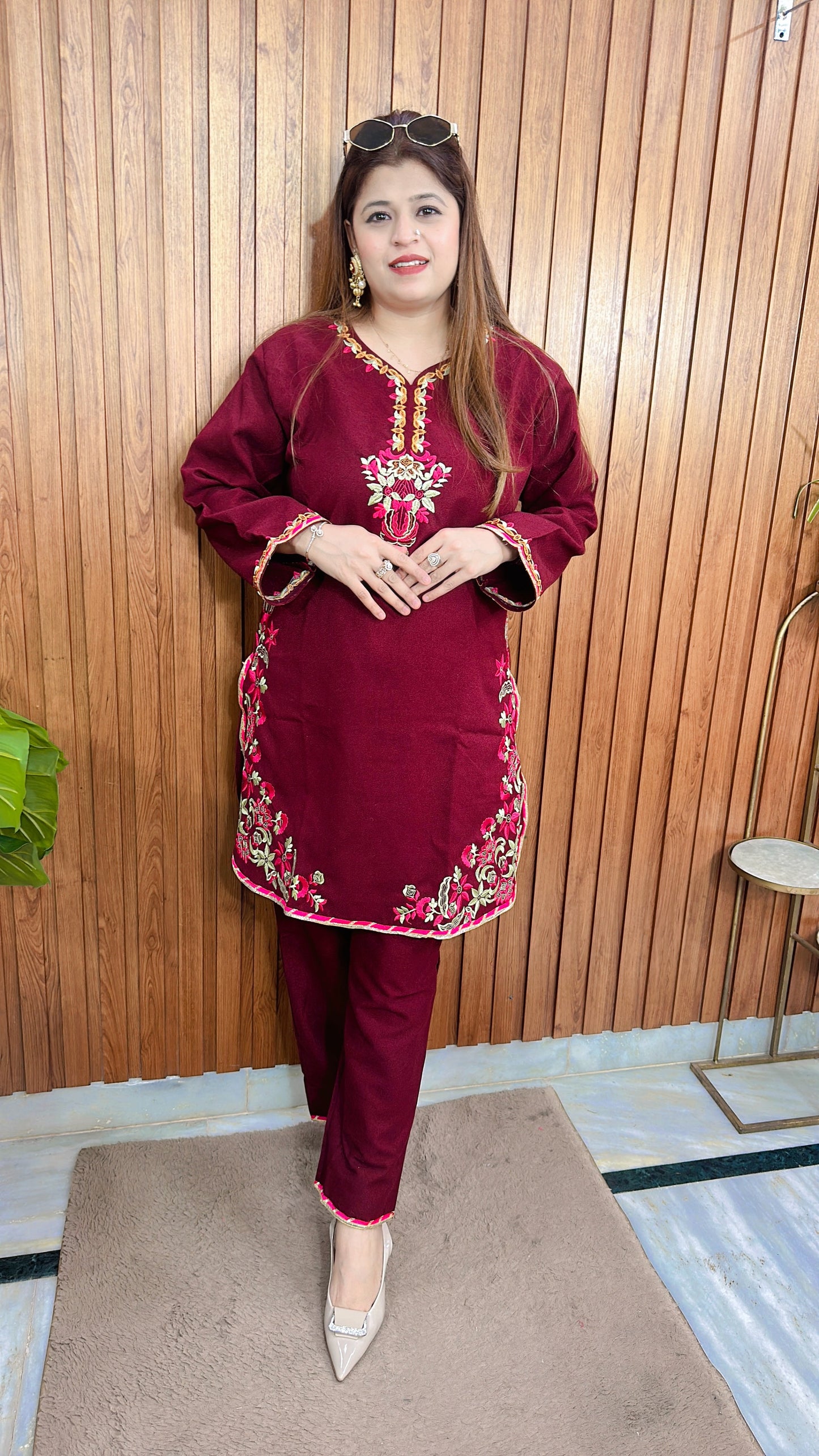 Pashmina Embroidery C Cut Kurta Set