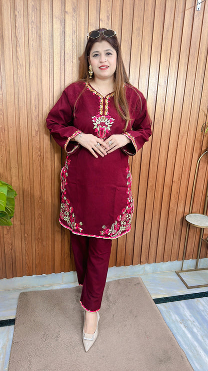 Pashmina Embroidery C Cut Kurta Set