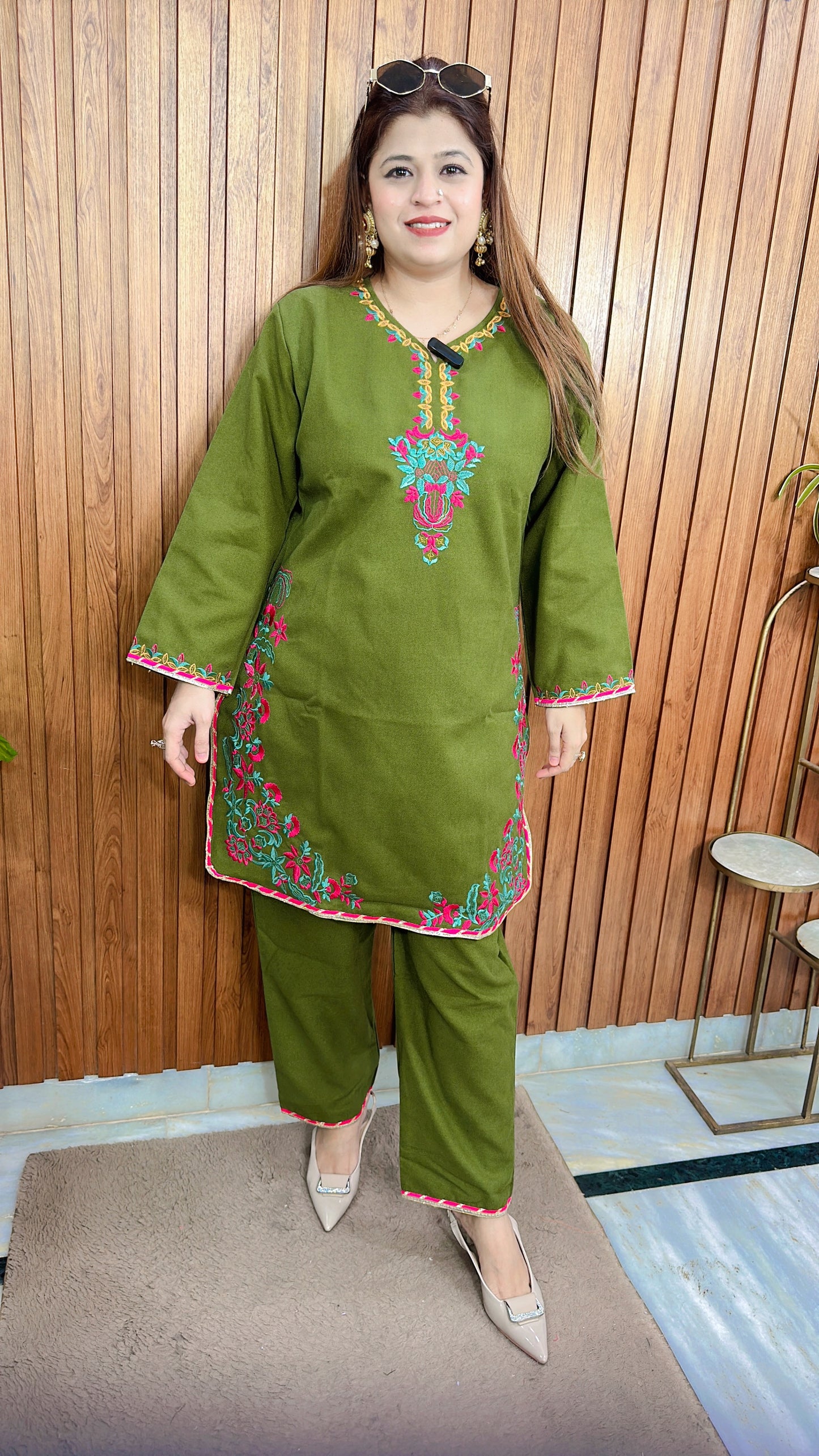 Pashmina Embroidery C Cut Kurta Set