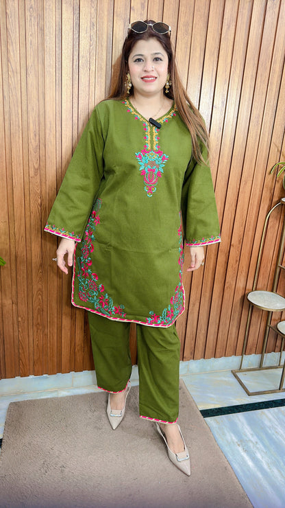 Pashmina Embroidery C Cut Kurta Set