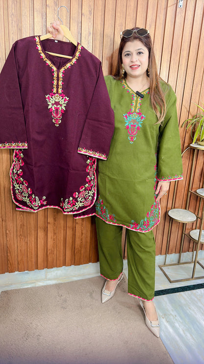 Pashmina Embroidery C Cut Kurta Set