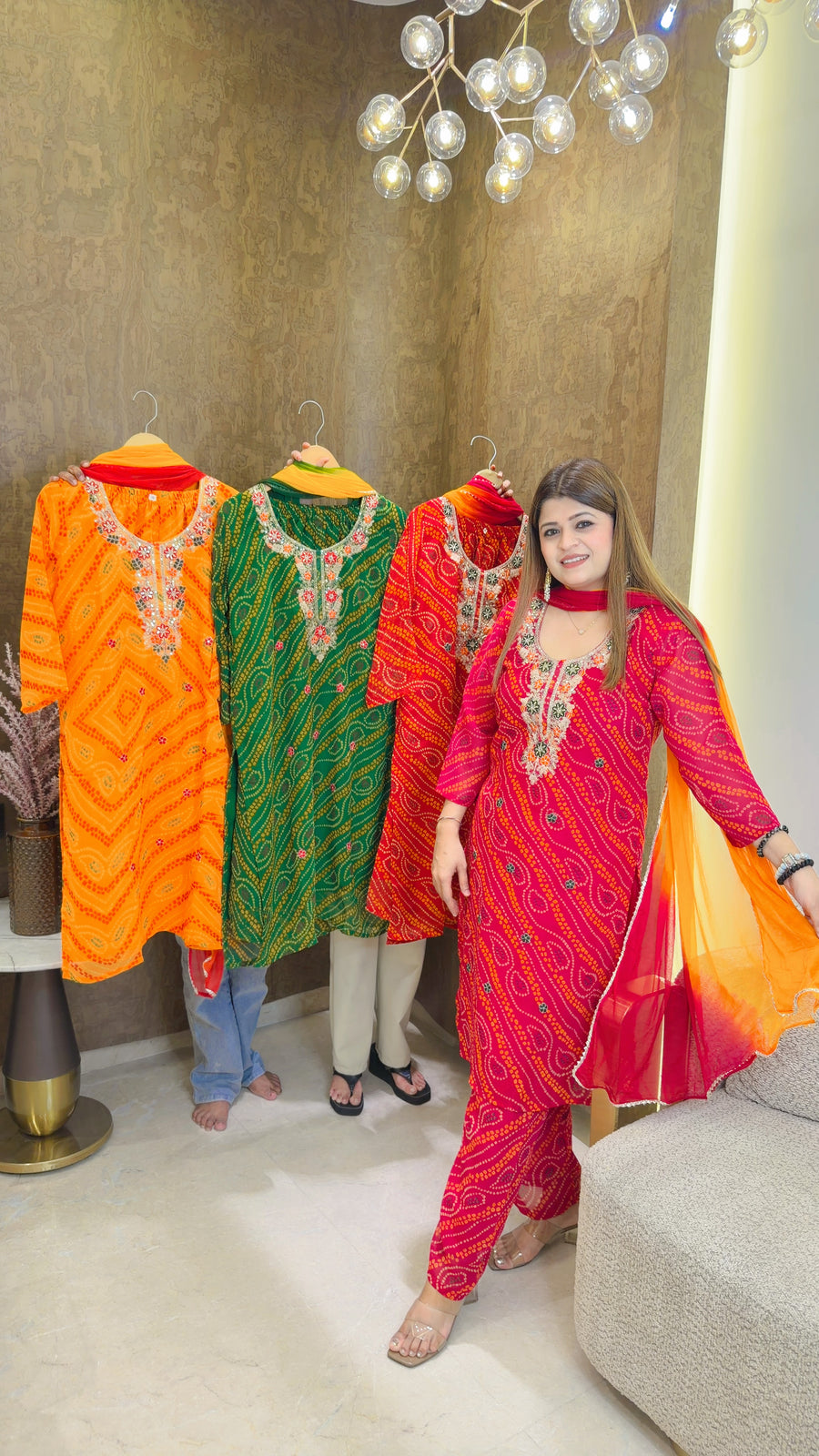 Phoolkari Bandhani suit set