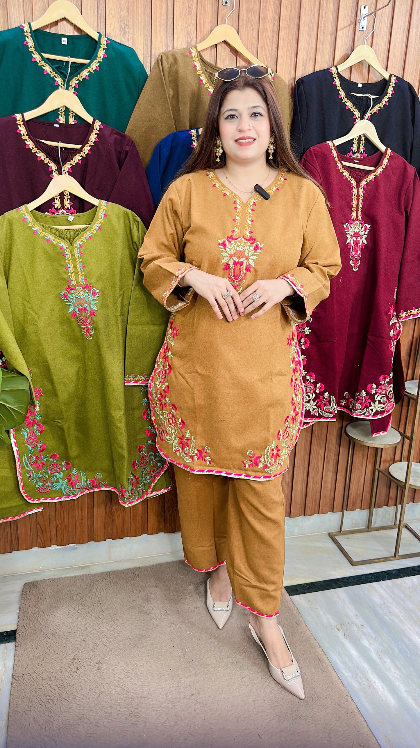 Pashmina Embroidery C Cut Kurta Set