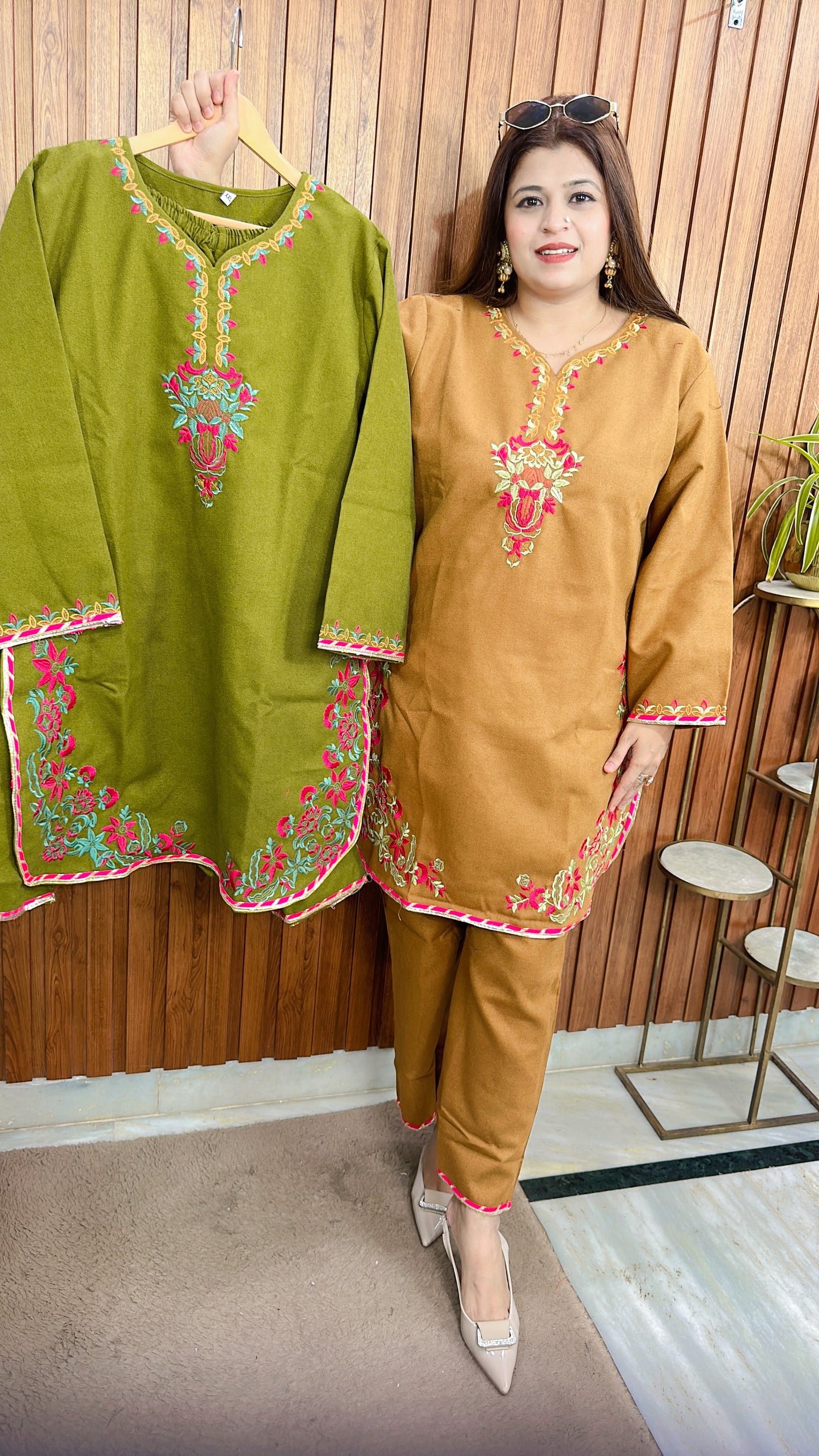 Pashmina Embroidery C Cut Kurta Set