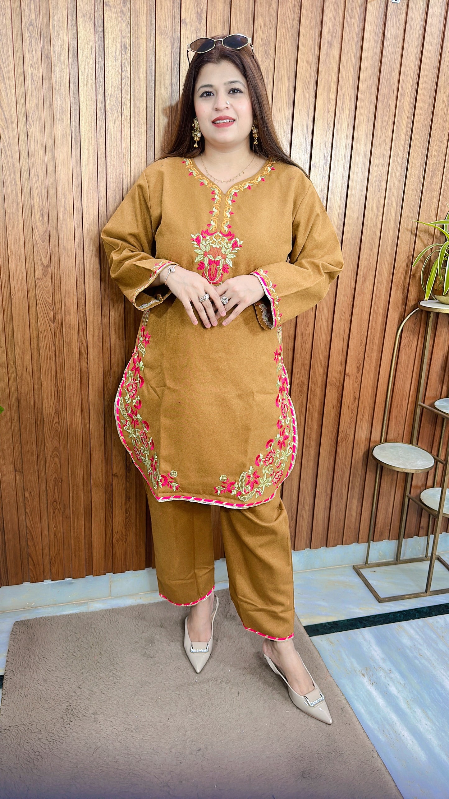 Pashmina Embroidery C Cut Kurta Set