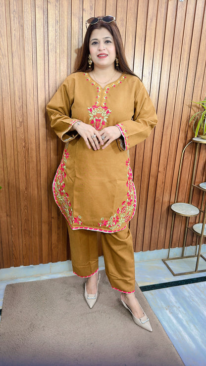 Pashmina Embroidery C Cut Kurta Set