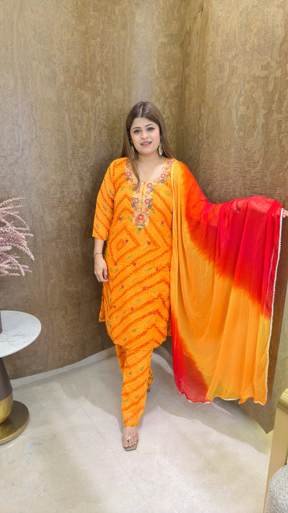 Phoolkari Bandhani suit set