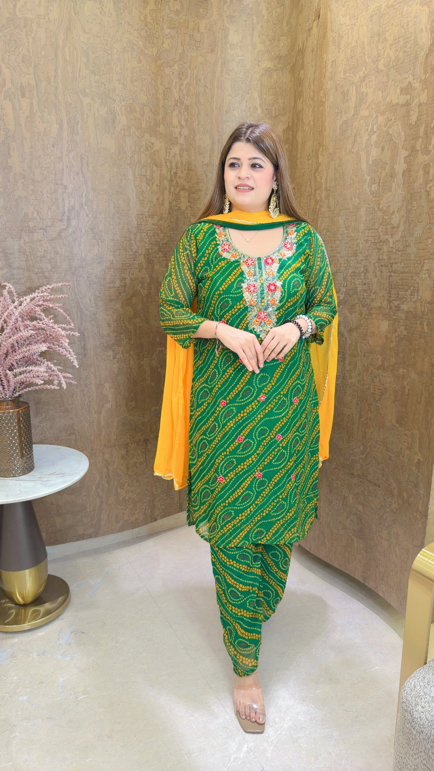 Phoolkari Bandhani suit set