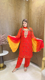 Phoolkari Bandhani suit set