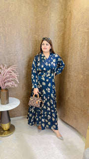 Floral printed dress with belt