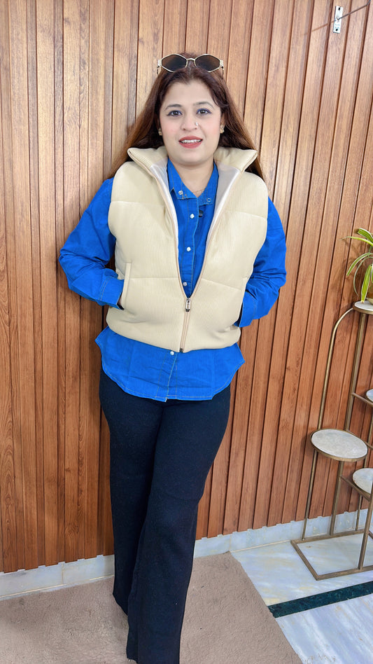 Cotrise Cut Sleeves Quilted winter Jacket