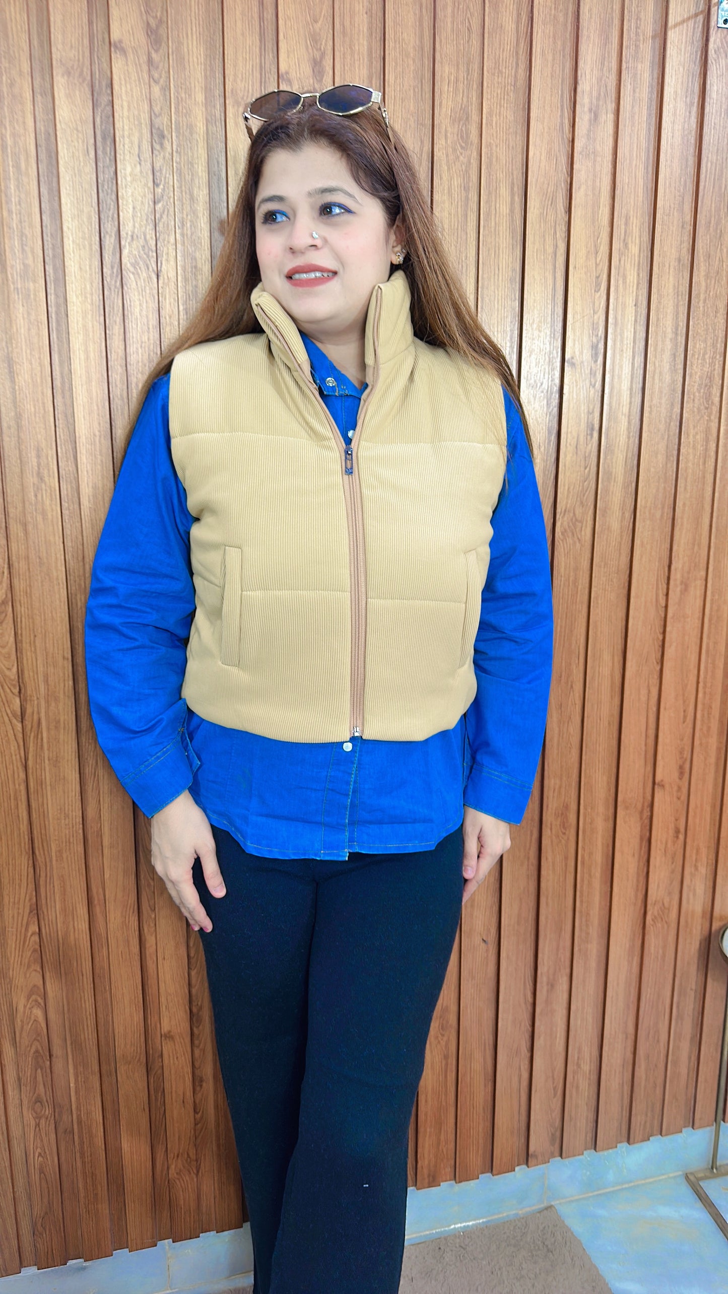 Cotrise Cut Sleeves Quilted winter Jacket