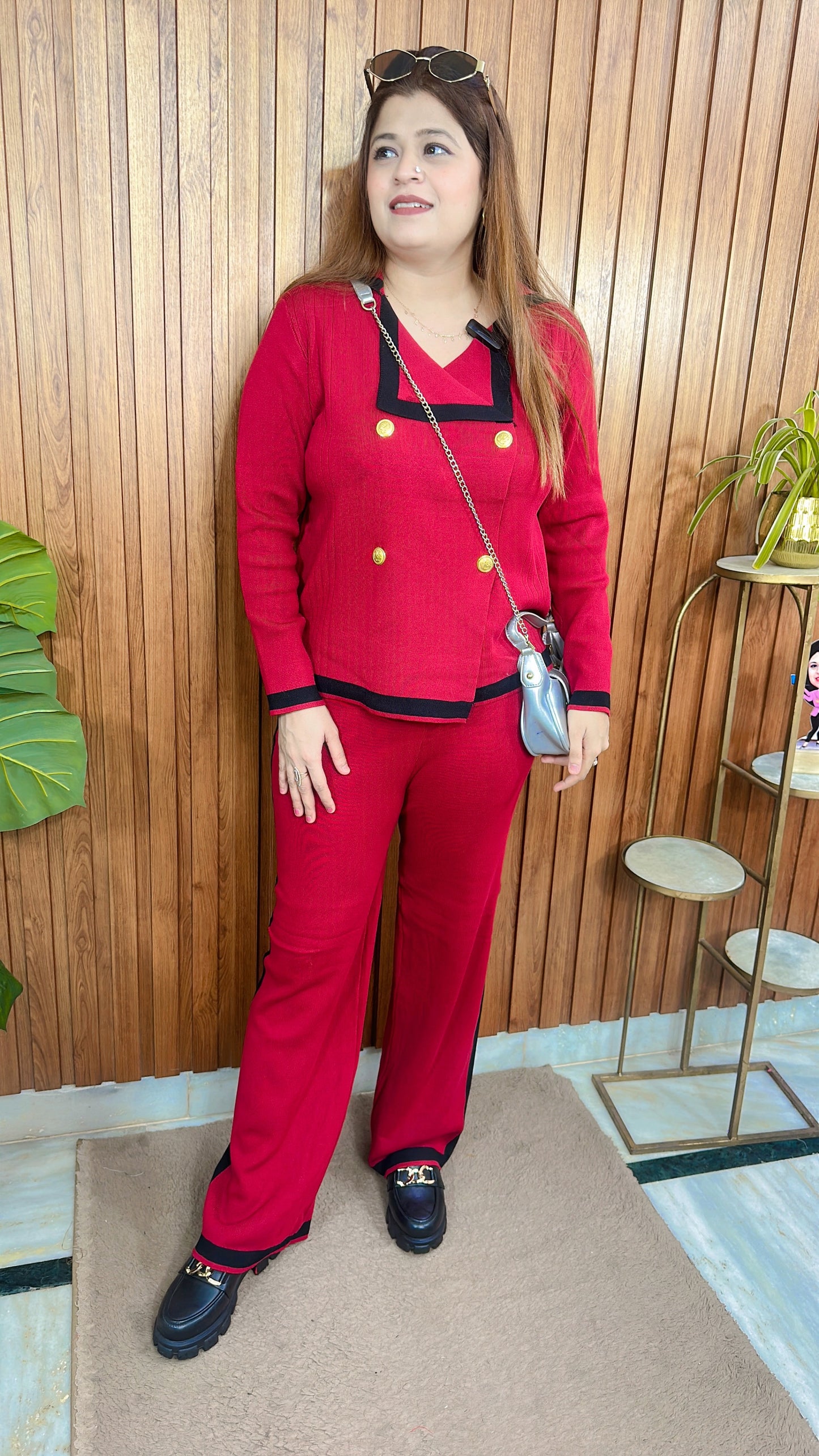 Collar Button Knitted Coord Set