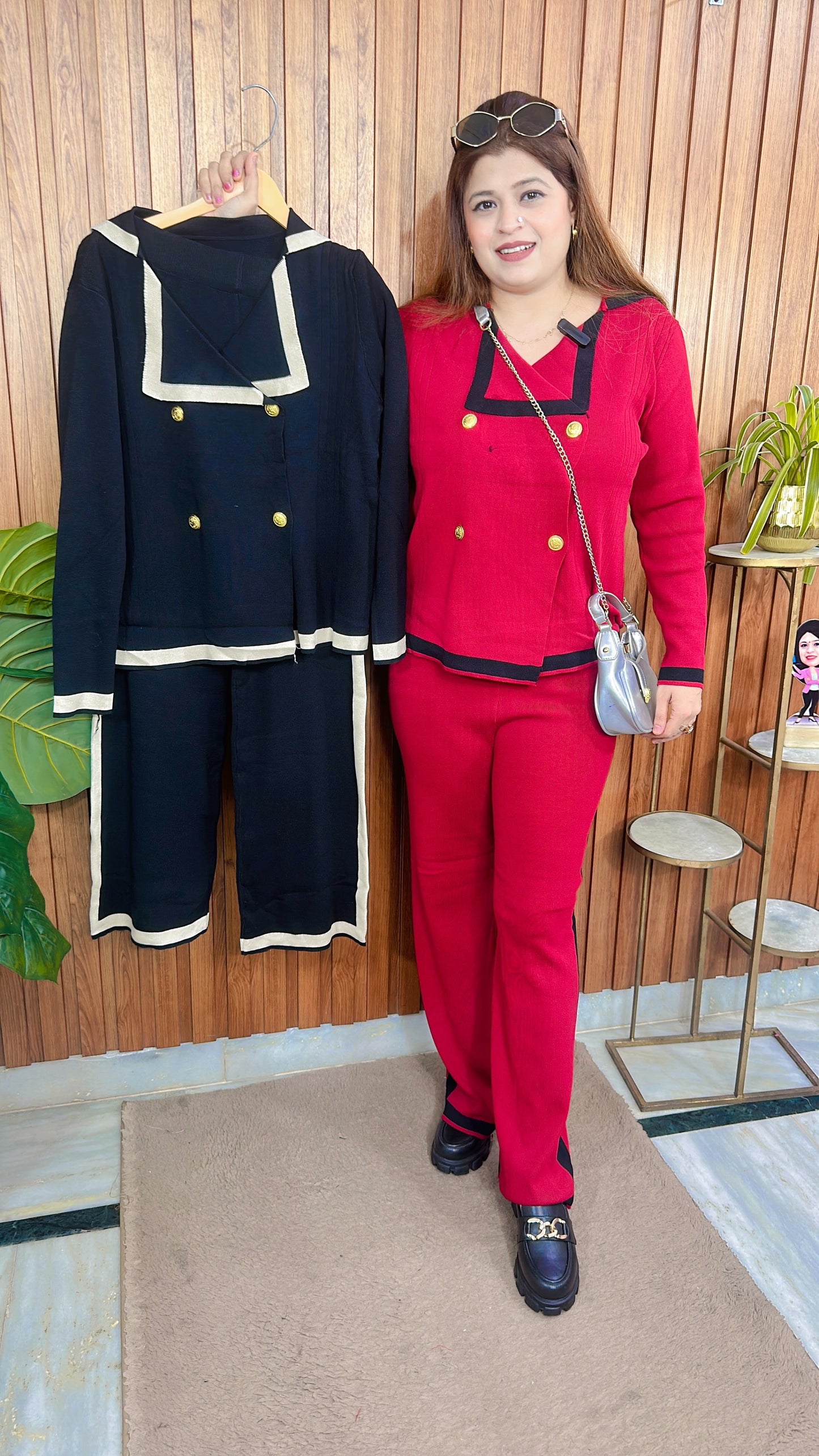 Collar Button Knitted Coord Set