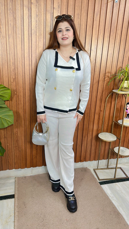 Collar Button Knitted Coord Set