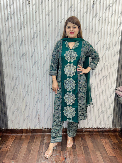 Rangoli Block Print Three Piece Suit