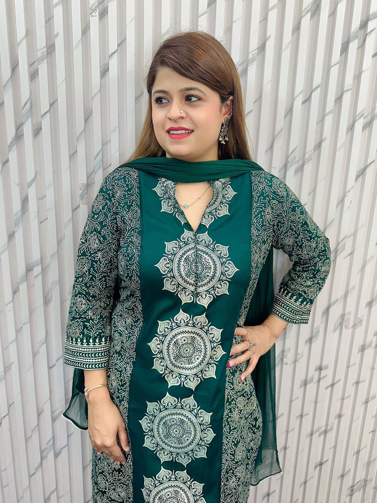 Rangoli Block Print Three Piece Suit