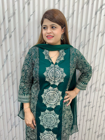 Rangoli Block Print Three Piece Suit