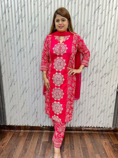 Rangoli Block Print Three Piece Suit