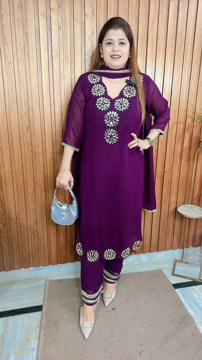 Mirror Glow Georgette Suit