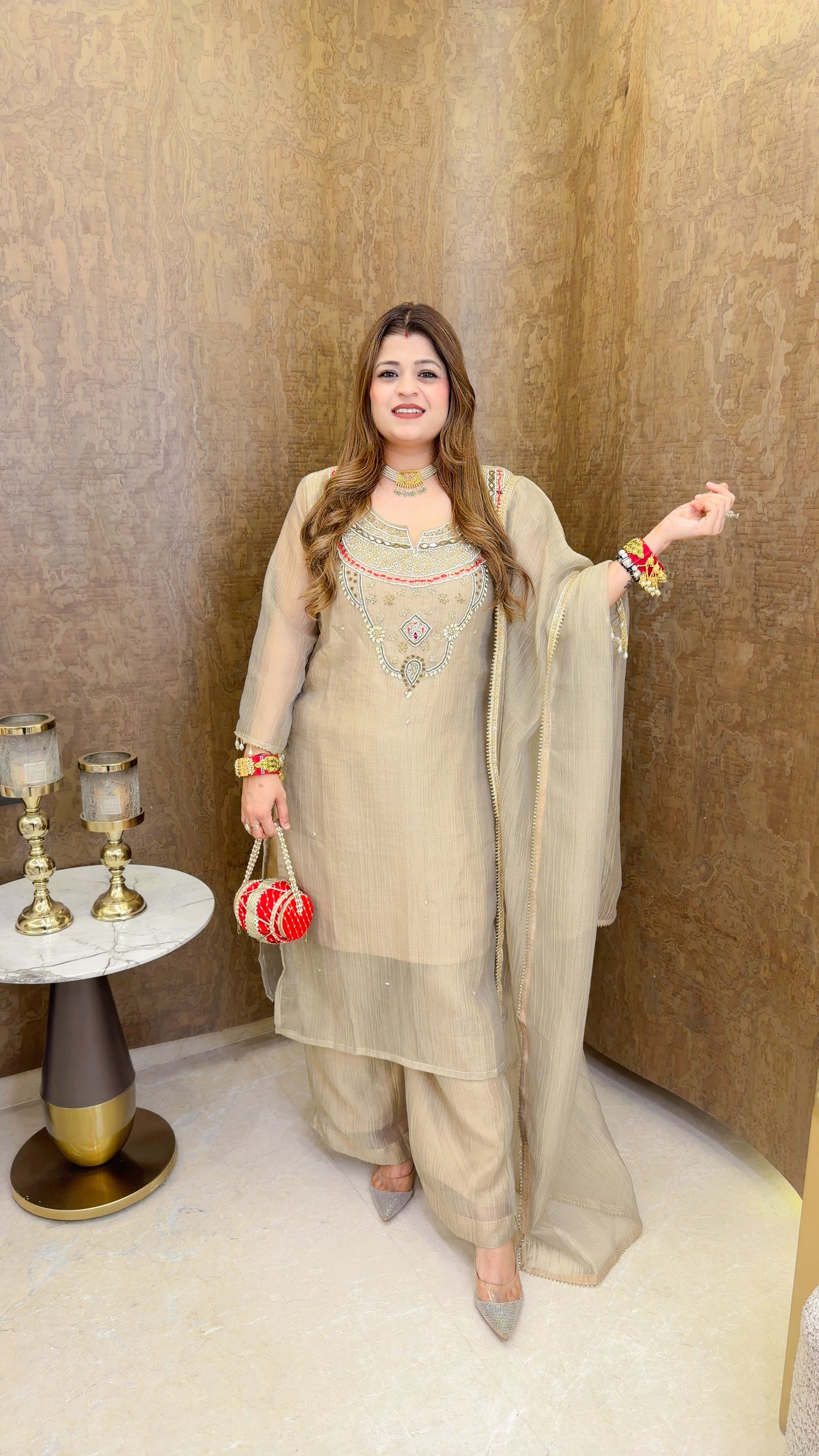 Gulnaar mirror three piece suit set