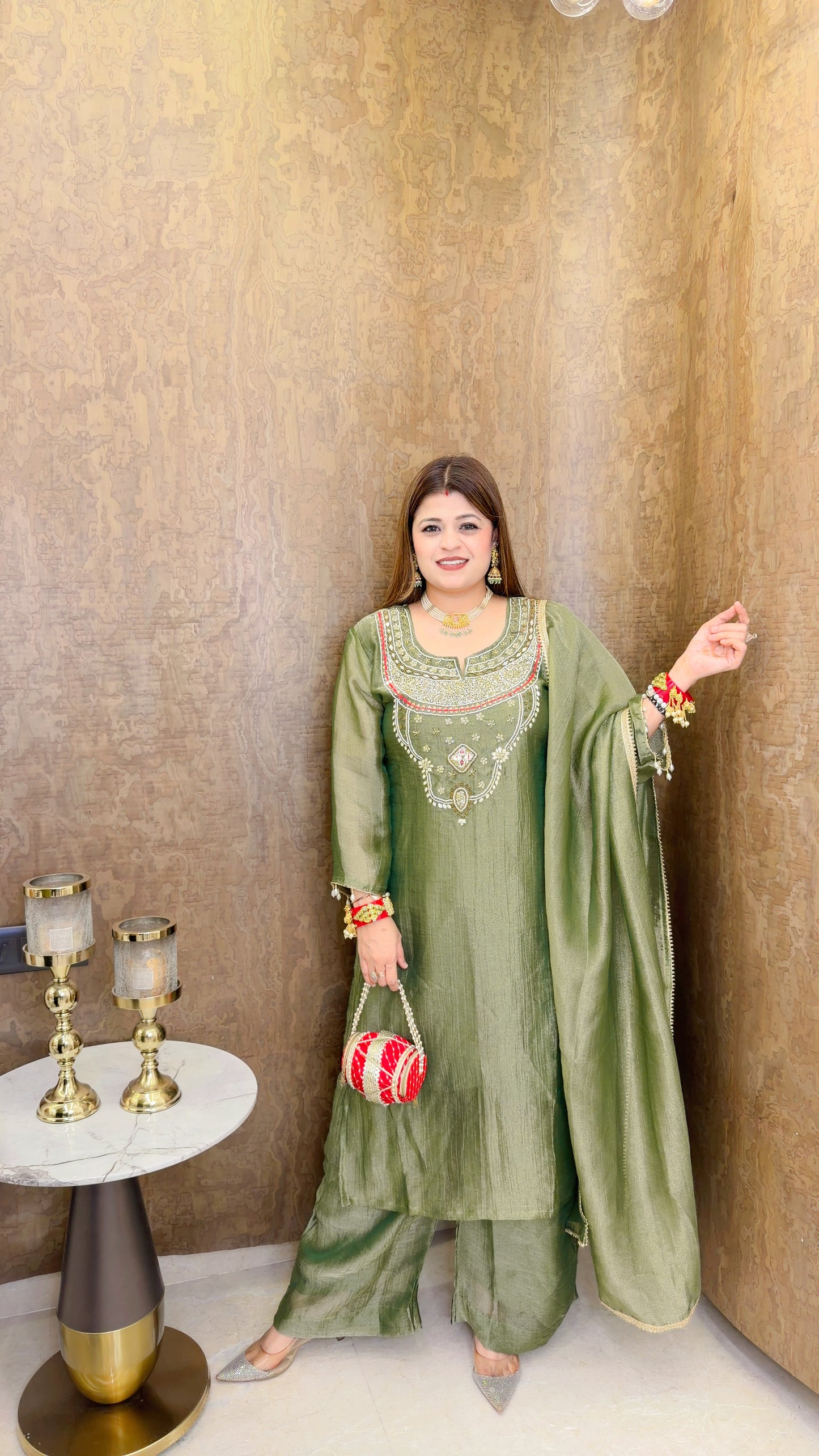 Gulnaar mirror three piece suit set