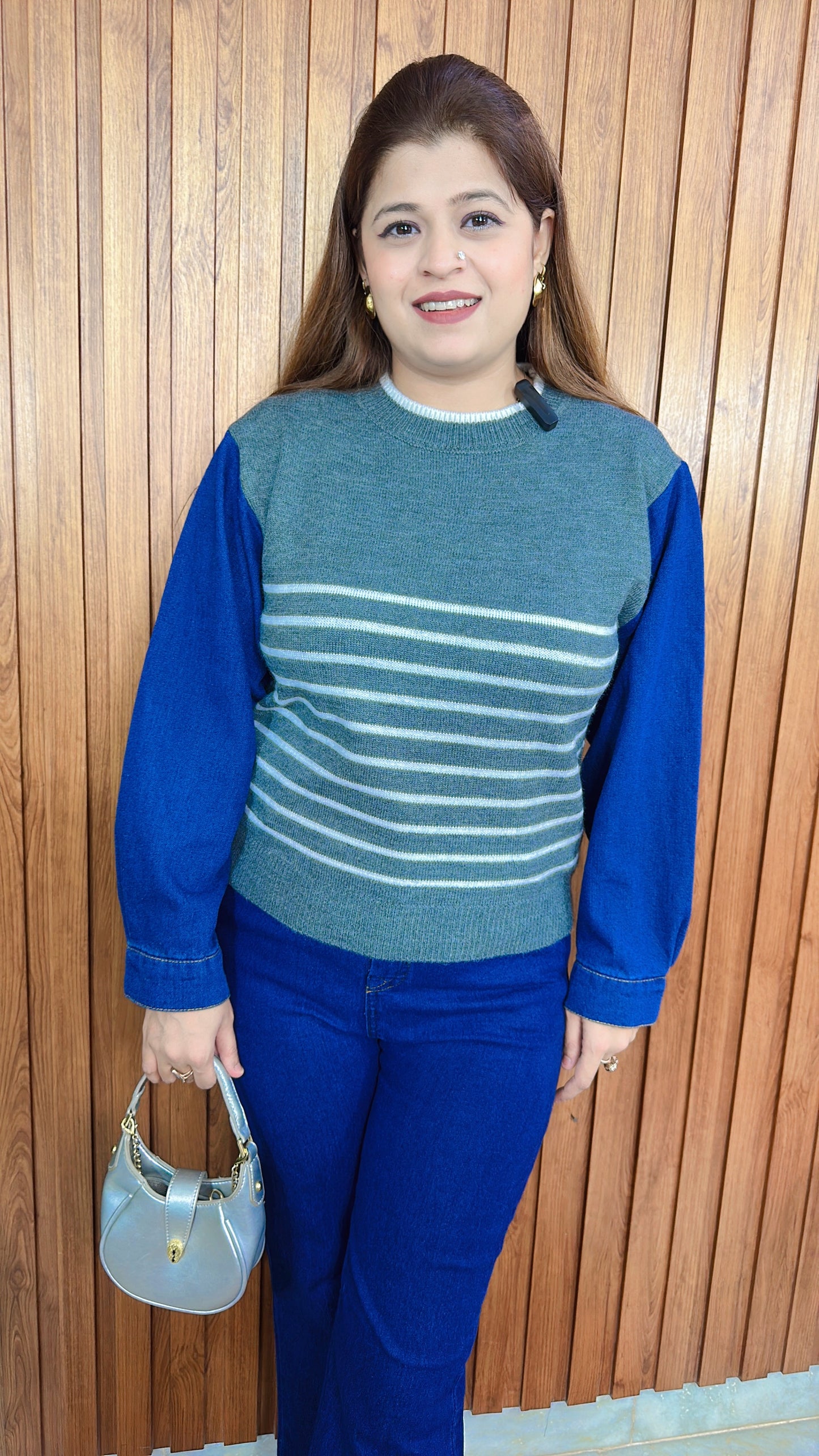 Denim Sleeves Woolen top