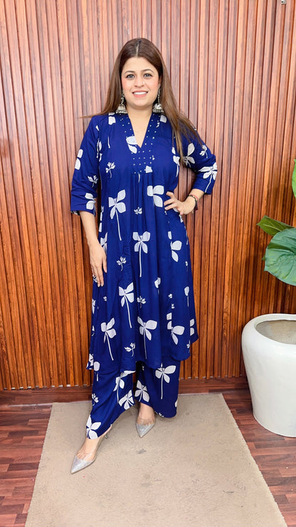 A line Flower print kurta set