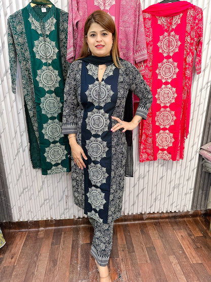 Rangoli Block Print Three Piece Suit