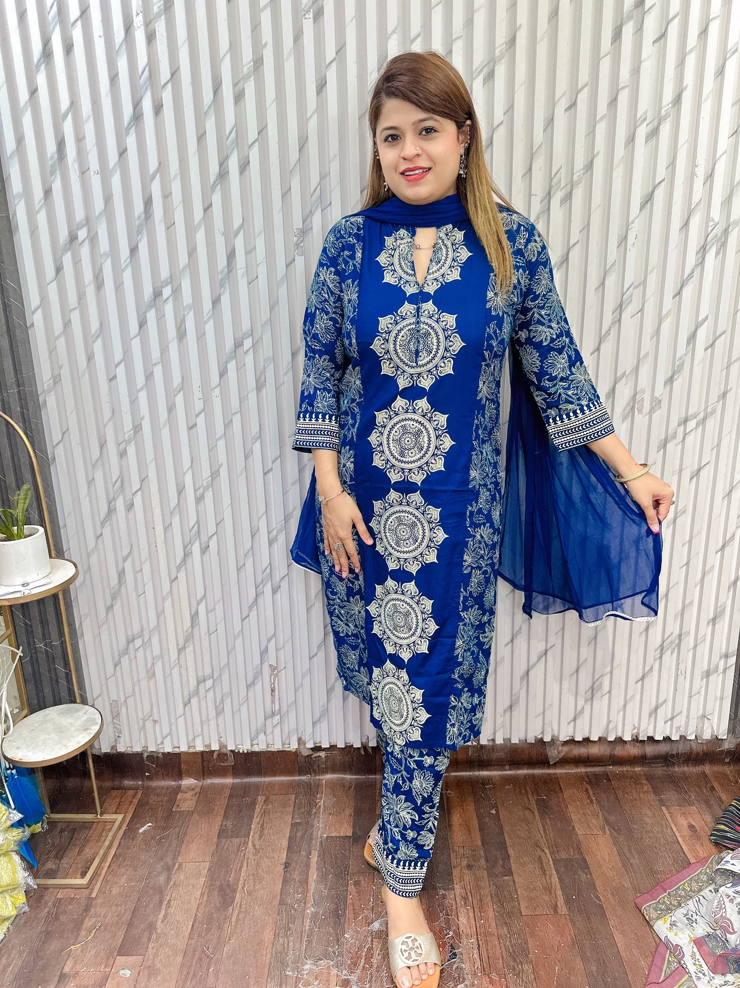 Rangoli Block Print Three Piece Suit