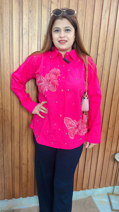 Organza Butterfly Cotton Shirt