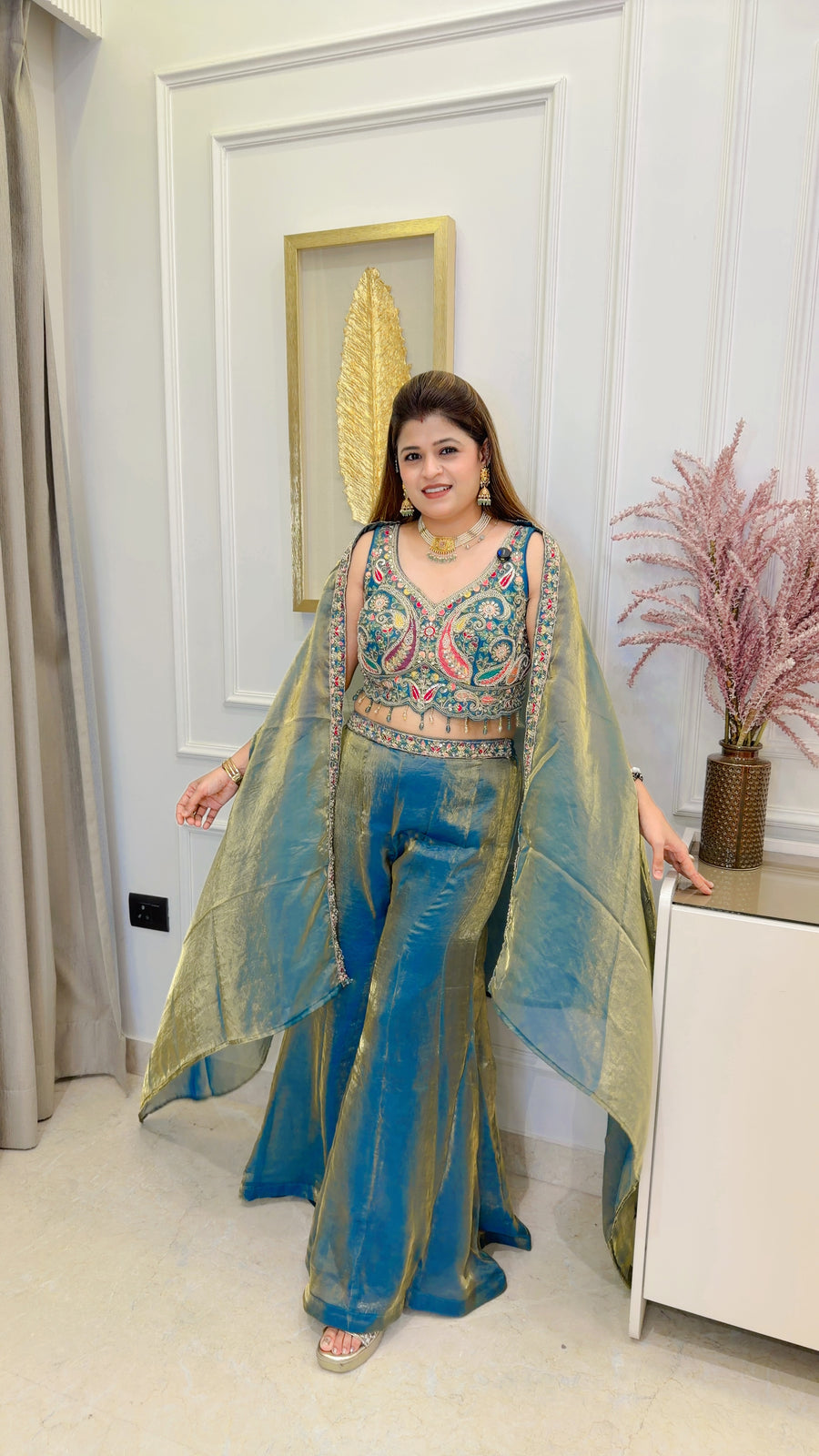 Gul-e-Bahar three piece shrug  set