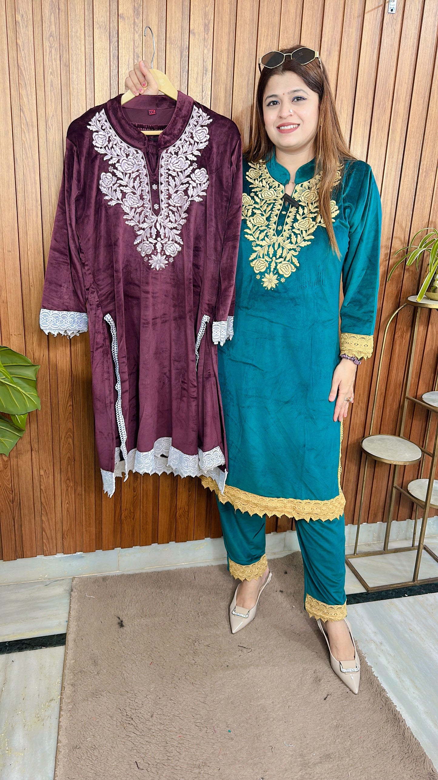 Pakistani velvet kurta set