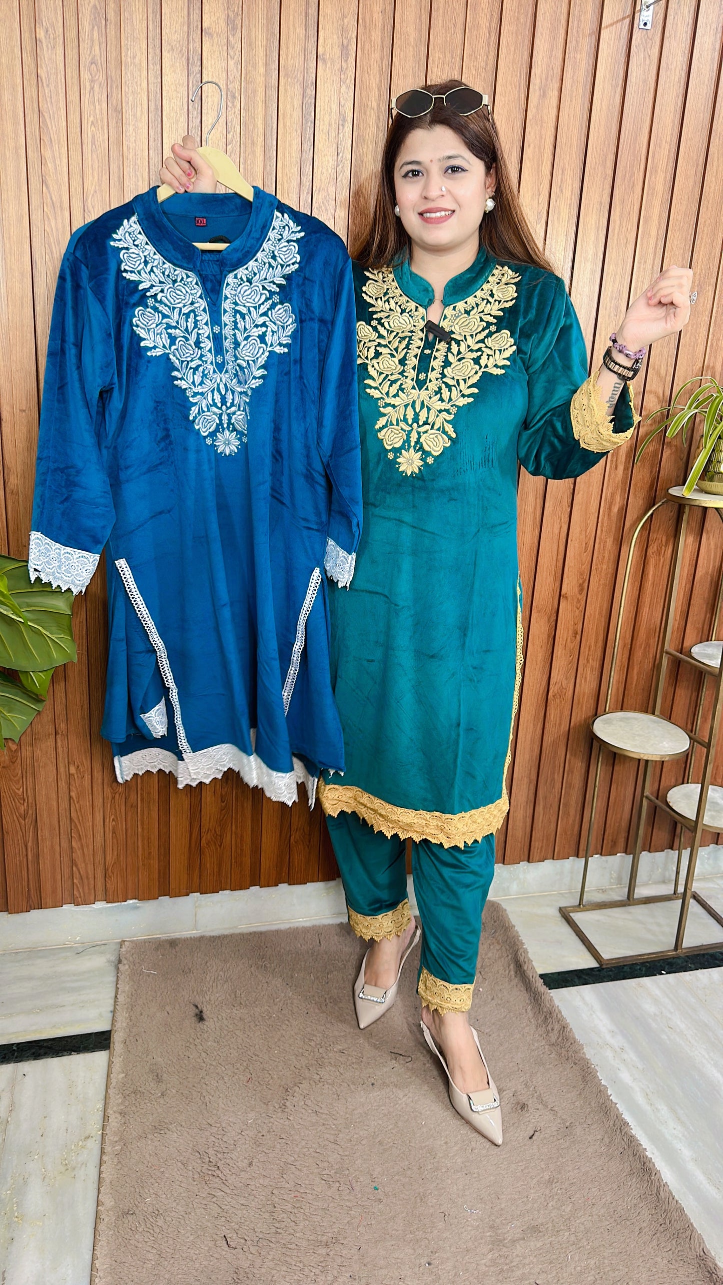 Pakistani velvet kurta set