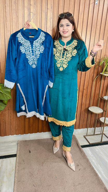 Pakistani velvet kurta set