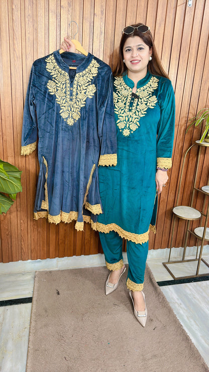 Pakistani velvet kurta set
