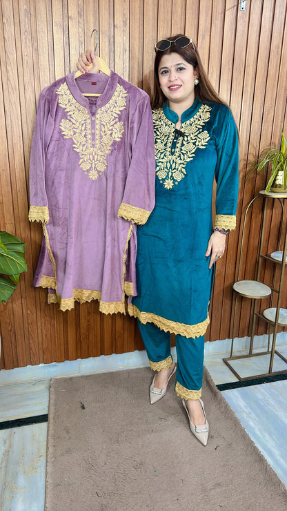 Pakistani velvet kurta set