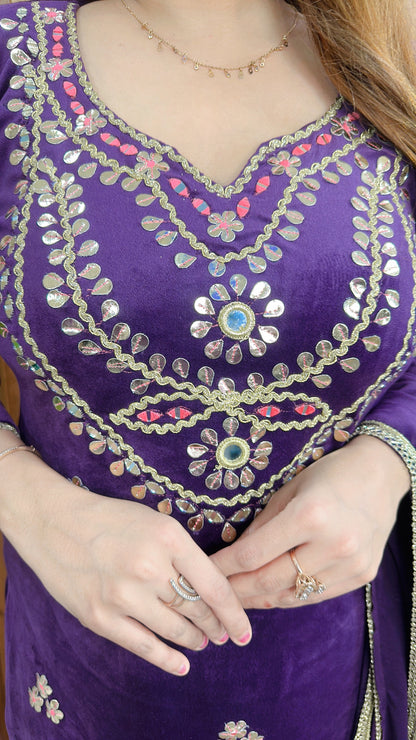 Gota patti Velvet Suit