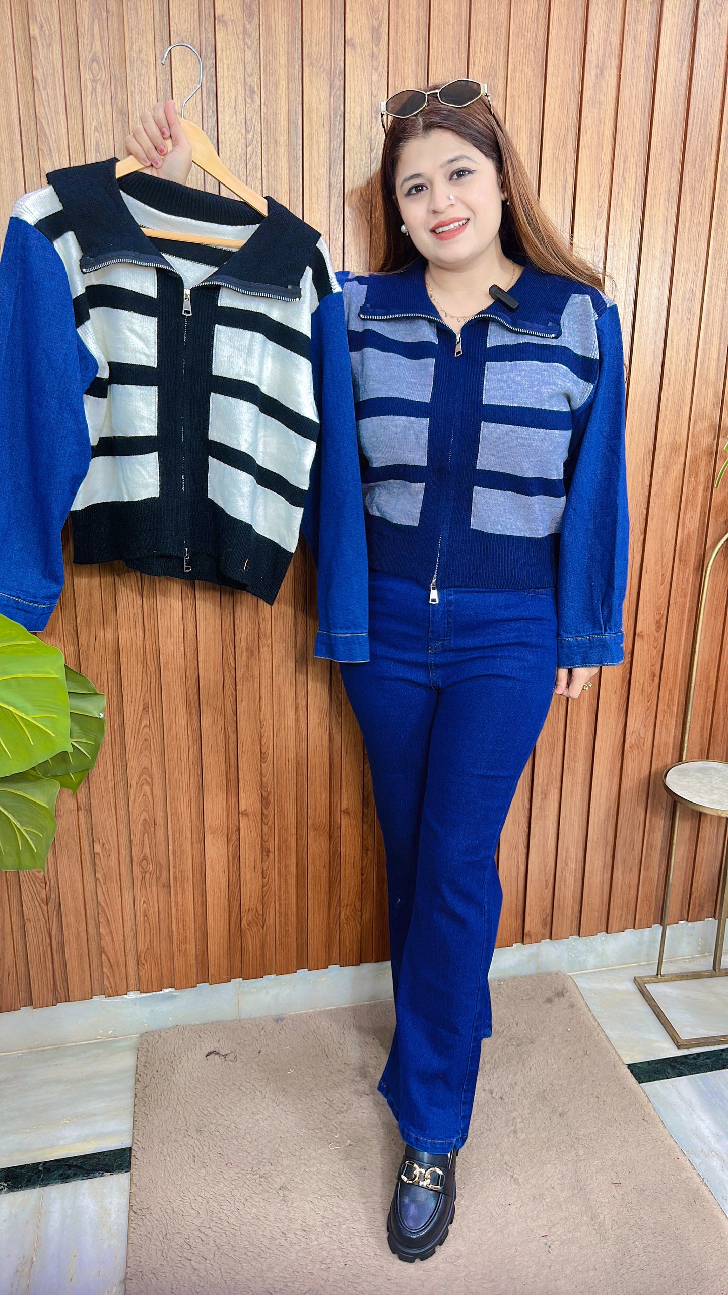 Denim Sleeves Woolen top