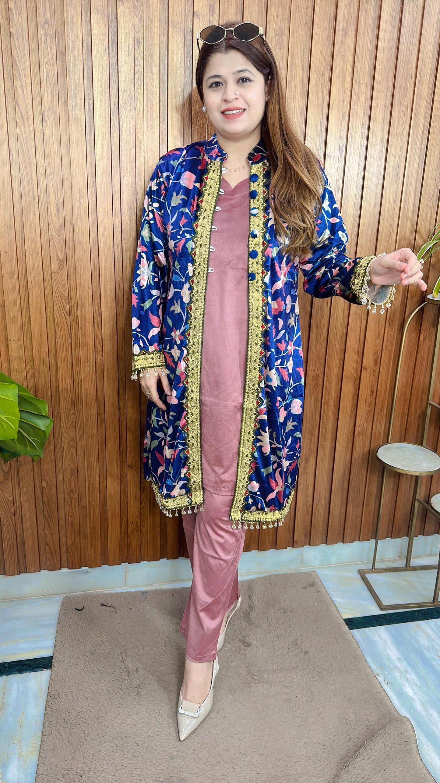 Digital Velvet Shrug Kurta Set