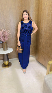 Cocktail two piece dress with flowers